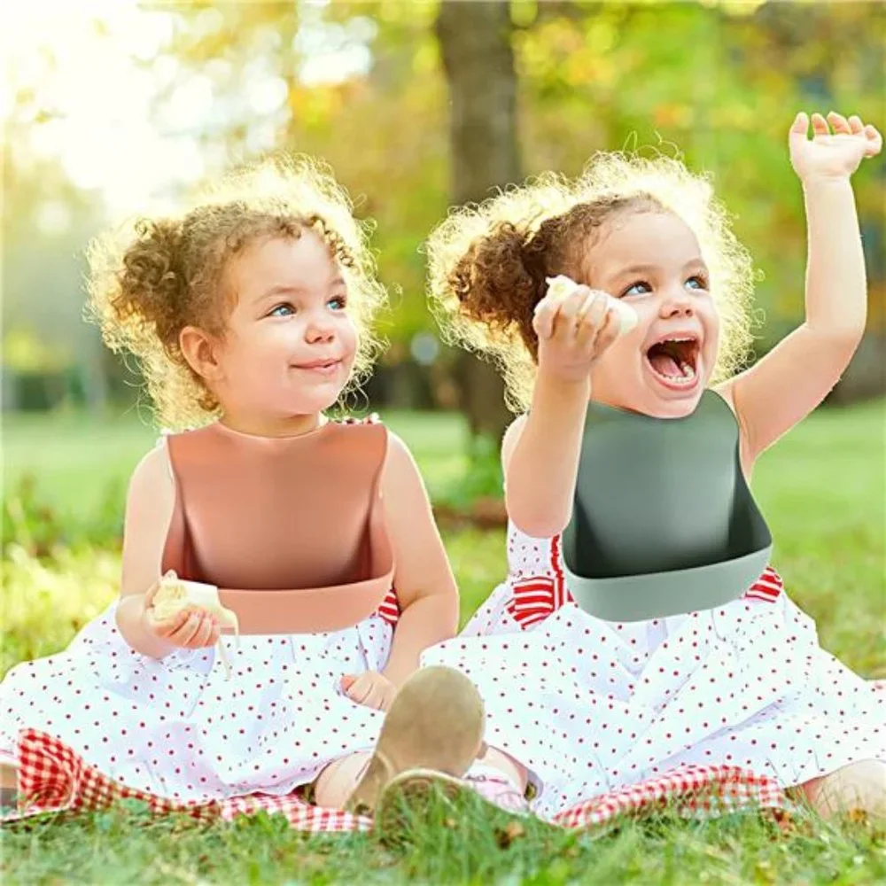 3 Pack - Silicone Baby Bibs for Babies & Toddlers Set of 3, BPA Free